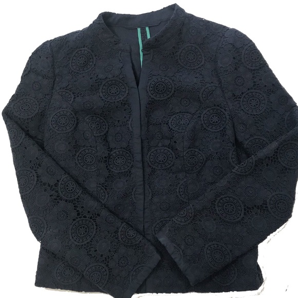 Boden Jackets & Blazers - Boden Lace Crochet Jacket Navy Blue Size 4 Unlined